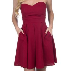Corbin Solid Seersucker Red Dress with a Tie Back